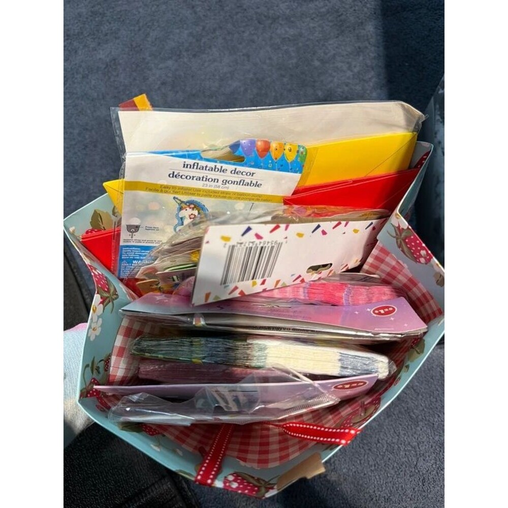 Bag full of brand new party supplies